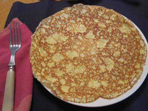 Cooking at a higher heat produces these lacy-looking pancakes.