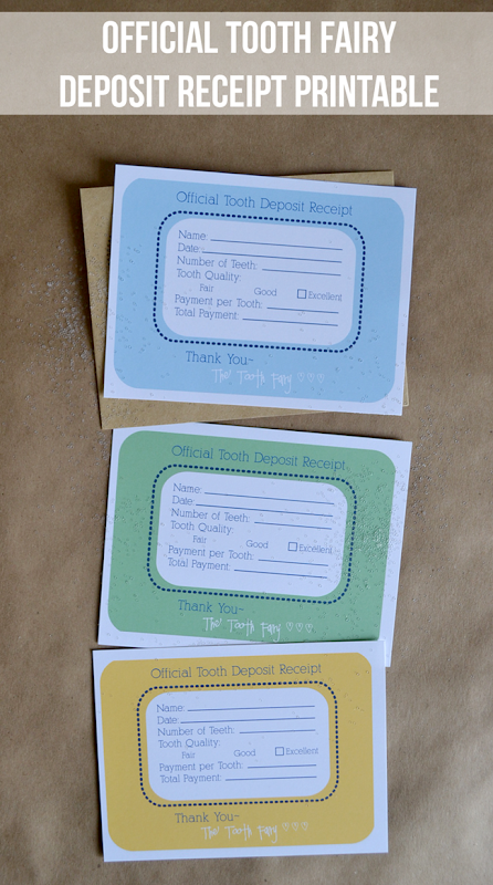 Official Tooth Fairy Deposit Receipt Printable