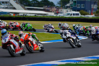 Carlos Checa leads at the start of race 1 Carlos Checa leads at the start of race 1