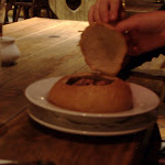 Yev got some kind of stew in a bread bowl. Yev got some kind of stew in a bread bowl.
