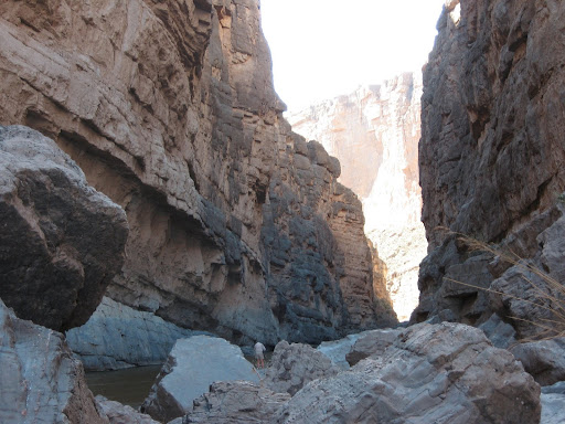 This is Santa Elena Canyon, where the Rio Grande River flows with Mexico on the left. (photo credit: Philip Stoke)