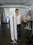 Here's Genevieve, our art director, with an alternate version of the chip clip stand. This thing was tall!