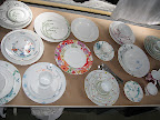 Here is a portion of a table of floral patterned plates.