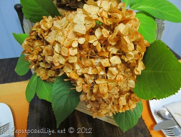 My Repurposed Life-How to dye Hydrangeas with Rit Dye Dyed Hydrangea Arrangement