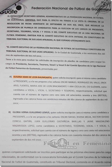 definicion de notificacion de federacion de futbol de guatemala