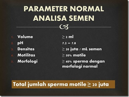 PARAMETER NORMAL ANALISA SEMEN