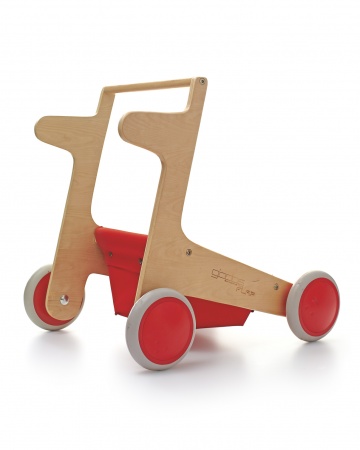 Learning to walk is fun (and easy on your floors) with Glodos' bright Flap Toddler Walker.
