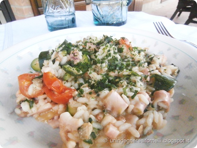 risotto polpo frutti mare zucchine pomodorini vongole gamberetti spinaci