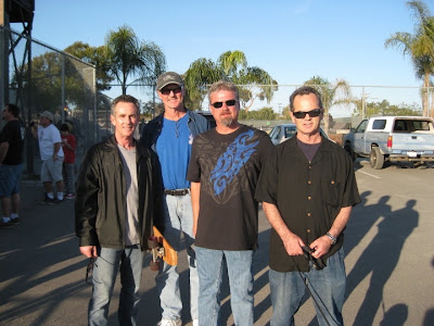 Brad, Brian & Bruce with Stuart Glasscock 2nd from right at Clairemont Skate Park in 2010. Stuart came to San Diego just to give Brad a model of his board he wanted him to have because he did not have one. Stuart paid for his family to come here just to give Brad that board and then made a vacation out of his visit to San Diego. It was quite a great gesture by Stuart.