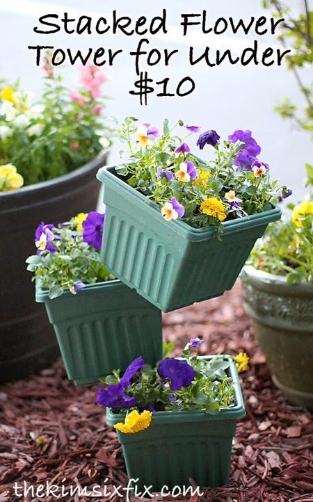 Build a Flower Tower out of Stacked Pots (For under $10) - The Kim Six Fix