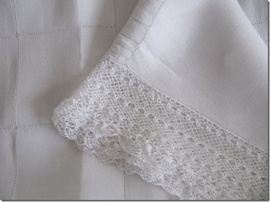 Antique Linen Coverlet or Tablecloth with Cotton Crochet Lace Border available at billy's bungalow! Antique Linen Coverlet or Tablecloth with Cotton Crochet Lace Border available at billy's bungalow!