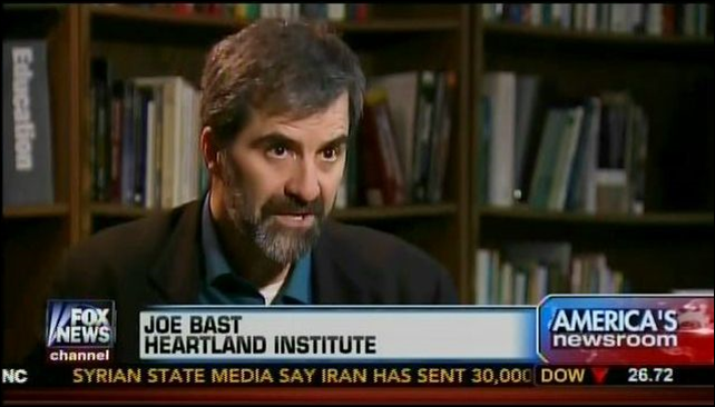 Screenshot of Heartland Institute's Joe Bast on Fox News, attacking the IPPC report on climate change. Photo: Media Matters