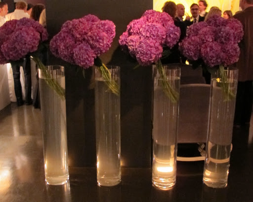 Gorgeous fuchsia hydrangeas were displayed throughout the showroom. Gorgeous fuchsia hydrangeas were displayed throughout the showroom.