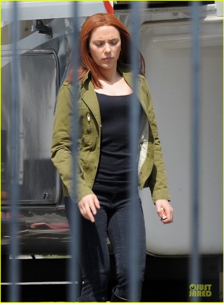 Scarlett Johansson and Samuel L. Jackson Arrive on Captain America 2 set 03
