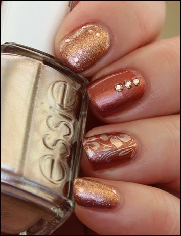 Autumn Nail Art Herbst Nageldesign Mix Match Skittle Copper 08