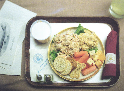 Not the most appetizing lunch to me, but the staging is quite interesting. Lunch on Air Force One, Mid-air Between Washington, DC and Little Rock, Arkansas, January 2001. Not the most appetizing lunch to me, but the staging is quite interesting. Lunch on Air Force One, Mid-air Between Washington, DC and Little Rock, Arkansas, January 2001.