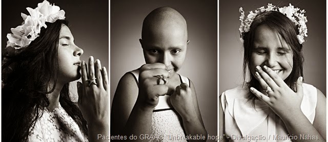 Pacientes do GRAAC participam de sessão de fotos para a ação “Unbreakable hope” - Divulgação Maurício Nahas