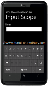 WP7.1 Demo - InputScope (Time)