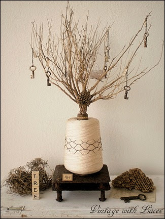 Tree of Happiness - Mixed Media Assemblage by Vintage with Laces Tree of Happiness - Mixed Media Assemblage by Vintage with Laces