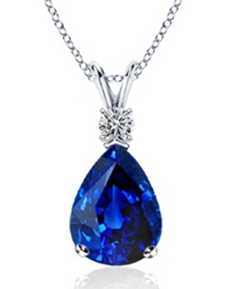 Pear Sapphire and Diamond V-Bale Pendant