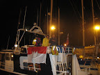 "Suva", das Boot von Neil Streeter, und unser Zuhause für die nächsten 22 Stunden. - "Suva", Neil Streeter's boat, and our home for the next 22 hours.