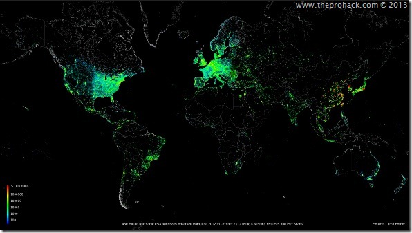 So this how our Internet looks like ? CARNA Botnet–Researchers map Internet - theprohack.com