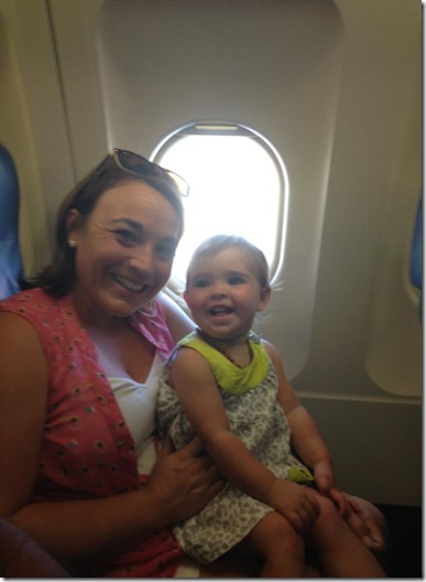 Sherece and Stella on the plane
