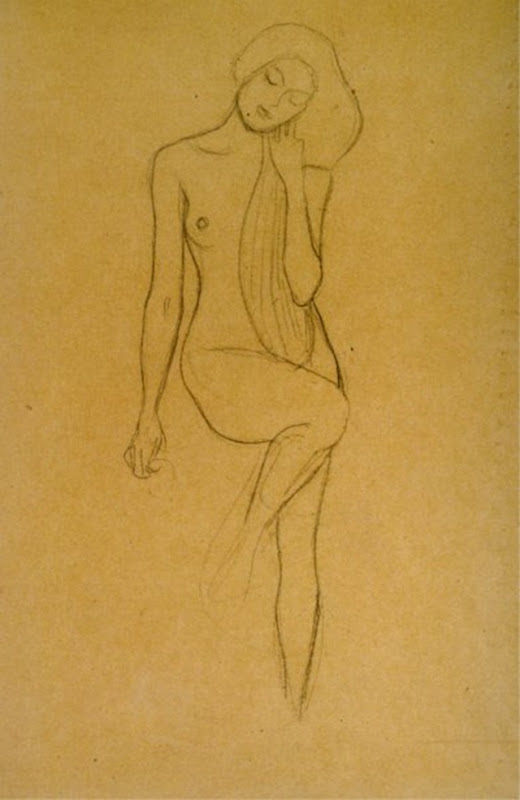 gustav-klimt-nudo-di-donna-in-piedi-con-la-gamba-destra-sollevata-1902-ca-gessetto-nero-collezione-privata