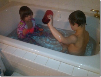 Annikah bath with Xander