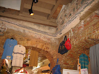 new market in an OLD building. downtown Charlotte Amalie - check out the brick work in the ceiling!
