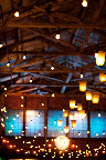 Carnival lights gave the room a festive flair.