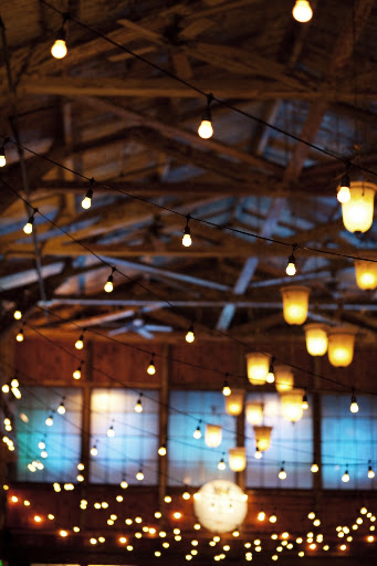 Carnival lights gave the room a festive flair.