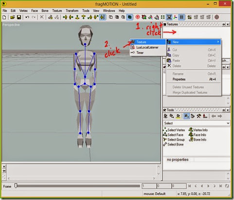 Right click in texture pane and create a new texture Right click in texture pane and create a new texture