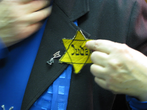 Ms. Auerbacher still has the same Star of David patch she was forced to wear as a child in Nazi Germany. (Photo credit: Jennifer Moore)
