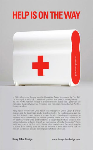 This is a Johnson and Johnson first-aid kit designed by Harry Allen Design. The shape is great. It's available for purchase at Target stores or target.com. This is a Johnson and Johnson first-aid kit designed by Harry Allen Design. The shape is great. It's available for purchase at Target stores or target.com.