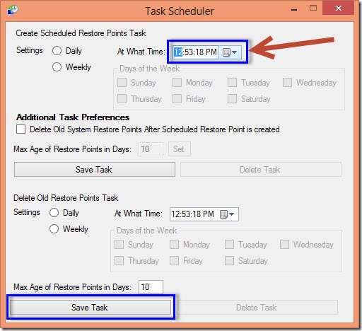 schedule restore point schedule restore point
