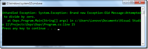 Throw new exception C#