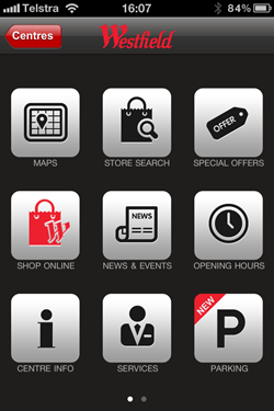 Mall Westfield home page app