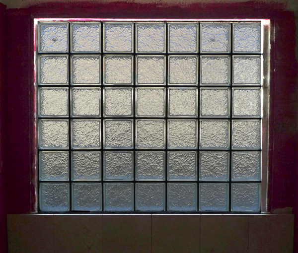 Glass block window in shower