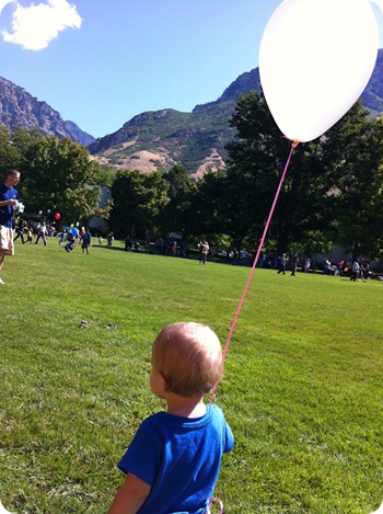 Eli with balloon