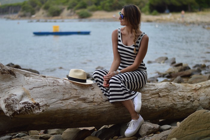 Maxi Dress, Striped Dress, Stripes, Fashion Blogger, Summer Outfit, Outfit mare, Fashion Blogger mare, Panama, Panama hat, Sea, Beach, Outfit Spiaggia