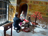 Making a prayer at Trinit&agrave; dei Monti.
