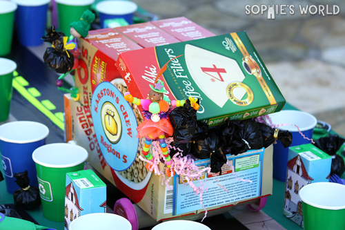 Trash party recycled centerpiece