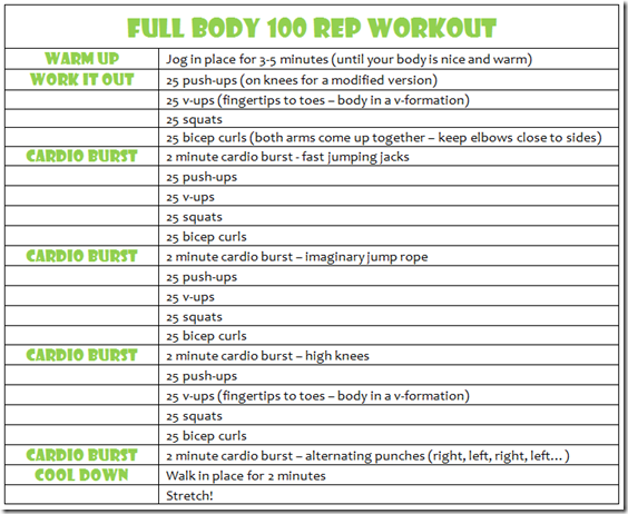 100 rep workout