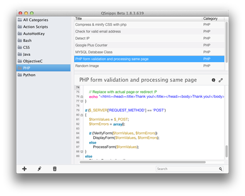 QSnipps Beta 1.8.3 - Mac