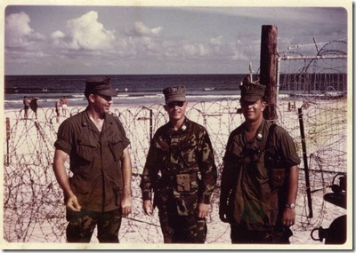 Russ Ford Capt Gasser Steve Cox on east side of DaNang at ocean summer 1969