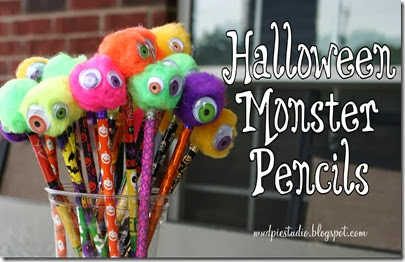 Halloween Monster Pencils from mudpiereviews.blogspot.com
