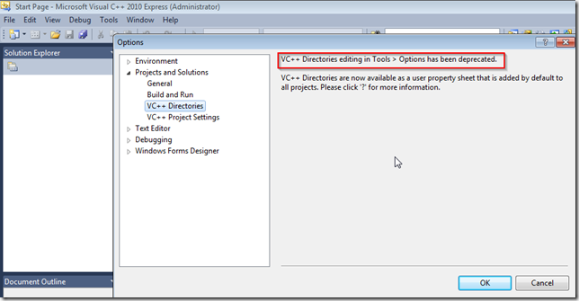 OpenCV and VC++ Directories issue