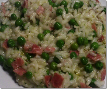 Riso con piselli e pancetta 