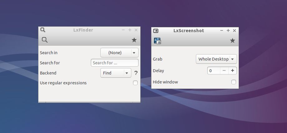 LxFind e LxScreenshot in Lubuntu 